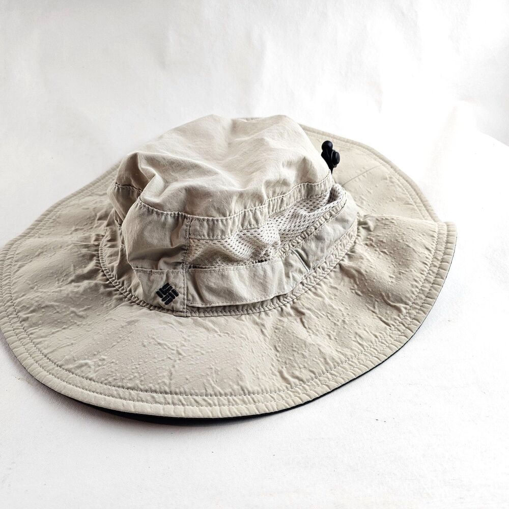 Columbia Bora Bora Booney Hat O/S Beige Black Wide Brim Mesh Hiking Sun Hat